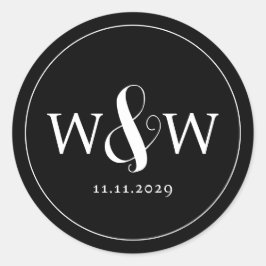 Eenvoudige Elegante Moderne Monogrammed Bruiloft Ronde Sticker