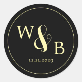Eenvoudige Elegante Moderne Monogrammed Bruiloft Ronde Sticker