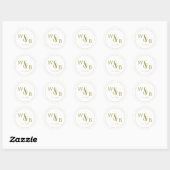 Eenvoudige Elegante Moderne Monogrammed Bruiloft Ronde Sticker (Vel)