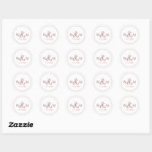 Eenvoudige Elegante Moderne Monogrammed Bruiloft Ronde Sticker (Vel)