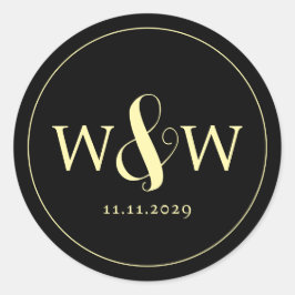 Eenvoudige Elegante Moderne Monogrammed Bruiloft Ronde Sticker