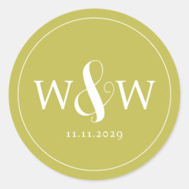 Eenvoudige Elegante Moderne Monogrammed Bruiloft Ronde Sticker