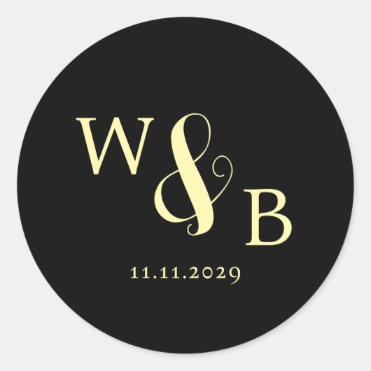 Eenvoudige Elegante Moderne Monogrammed Bruiloft Ronde Sticker (Voorkant)