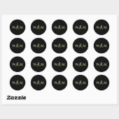 Eenvoudige Elegante Moderne Monogrammed Bruiloft Ronde Sticker (Vel)