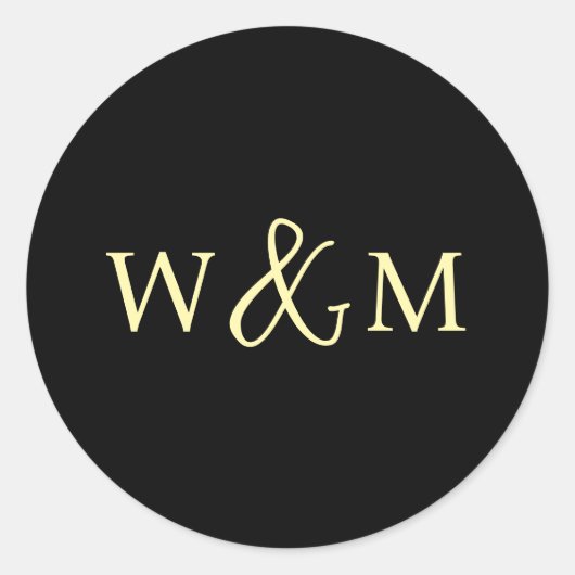 Eenvoudige Elegante Moderne Monogrammed Bruiloft Ronde Sticker (Voorkant)