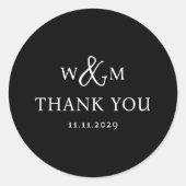 Eenvoudige Elegante Moderne Monogrammed Bruiloft Ronde Sticker (Voorkant)