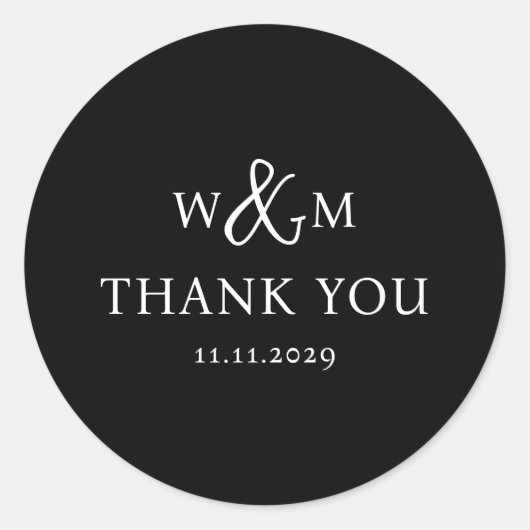 Eenvoudige Elegante Moderne Monogrammed Bruiloft Ronde Sticker (Voorkant)