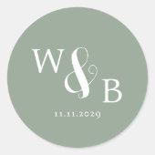 Eenvoudige Elegante Moderne Monogrammed Bruiloft Ronde Sticker (Voorkant)