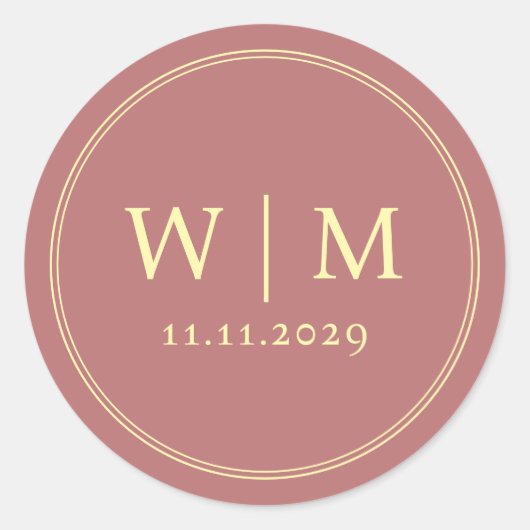 Eenvoudige Elegante Moderne Monogrammed Bruiloft Ronde Sticker (Voorkant)