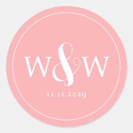 Eenvoudige Elegante Moderne Monogrammed Bruiloft Ronde Sticker