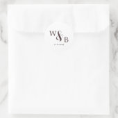 Eenvoudige Elegante Moderne Monogrammed Bruiloft Ronde Sticker (Tas)