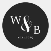 Eenvoudige Elegante Moderne Monogrammed Bruiloft Ronde Sticker (Voorkant)