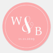 Eenvoudige Elegante Moderne Monogrammed Bruiloft Ronde Sticker (Voorkant)