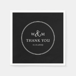 Eenvoudige Elegante Moderne Monogrammed Bruiloft Servet