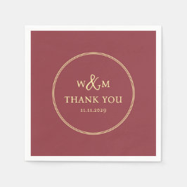 Eenvoudige Elegante Moderne Monogrammed Bruiloft Servet