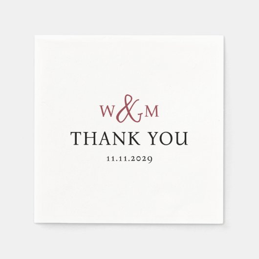 Eenvoudige Elegante Moderne Monogrammed Bruiloft Servet (Voorkant)