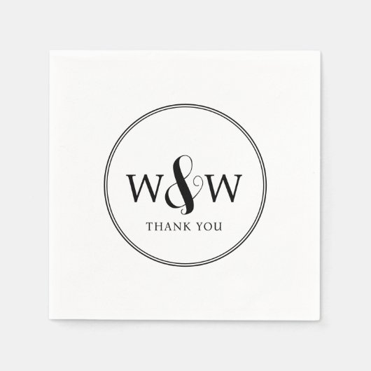 Eenvoudige Elegante Moderne Monogrammed Bruiloft Servet (Voorkant)