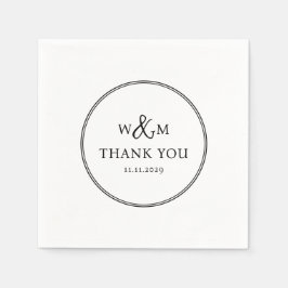 Eenvoudige Elegante Moderne Monogrammed Bruiloft Servet