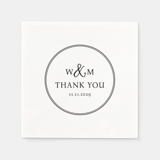 Eenvoudige Elegante Moderne Monogrammed Bruiloft Servet (Voorkant)