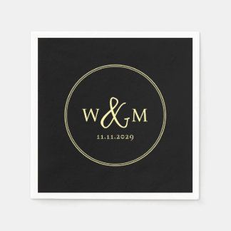 Eenvoudige Elegante Moderne Monogrammed Bruiloft Servet