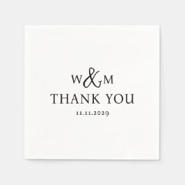 Eenvoudige Elegante Moderne Monogrammed Bruiloft Servet