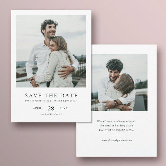 Eenvoudige Elegante Moderne Multi Foto Bruiloft Save The Date