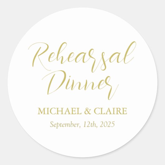 Eenvoudige elegante moderne repetitie diner bruilo ronde sticker (Voorkant)