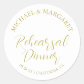 Eenvoudige elegante moderne repetitie diner bruilo ronde sticker (Voorkant)
