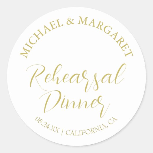 Eenvoudige elegante moderne repetitie diner bruilo ronde sticker (Voorkant)