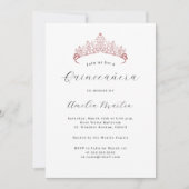 Eenvoudige elegante moderne roze Tiara Quinceanera Kaart (Voorkant)