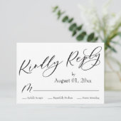 Eenvoudige, elegante, moderne RSVP-kaart RSVP Kaartje (Staand voorkant)