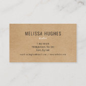 Eenvoudige Elegante Moderne Rustieke Kraft Foto Visitekaartje (Achterkant)