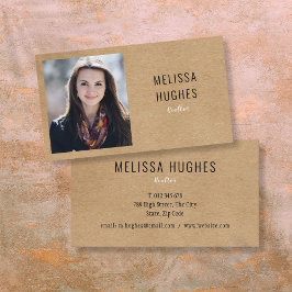 Eenvoudige Elegante Moderne Rustieke Kraft Foto Visitekaartje