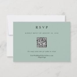 Eenvoudige Elegante Moderne Saliegroene Trouw-QR-c RSVP Kaartje
