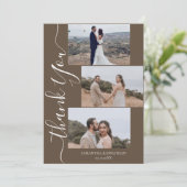 Eenvoudige Elegante Moderne Script 6 foto's bruilo Bedankkaart (Staand voorkant)