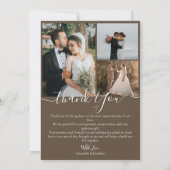 Eenvoudige Elegante Moderne Script 6 foto's bruilo Bedankkaart (Achterkant)