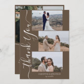 Eenvoudige Elegante Moderne Script 6 foto's bruilo Bedankkaart (Voorkant / Achterkant)