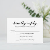 Eenvoudige Elegante Moderne Script Bruiloft Bevest RSVP Kaartje (Staand voorkant)
