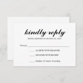 Eenvoudige Elegante Moderne Script Bruiloft RSVP Z (Voorkant / Achterkant)