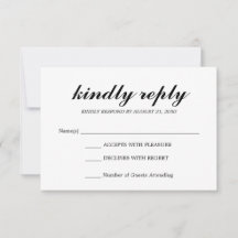 Eenvoudige Elegante Moderne Script Bruiloft RSVP Z