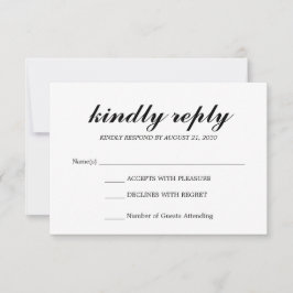 Eenvoudige Elegante Moderne Script Bruiloft RSVP Z Kaartje