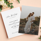Eenvoudige elegante moderne script foto bruiloft save the date
