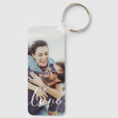 Eenvoudige Elegante Moderne Script Foto Sleutelhanger (Achterkant)