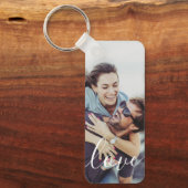 Eenvoudige Elegante Moderne Script Foto Sleutelhanger (Voorkant)