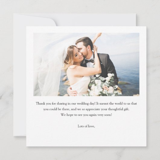 Eenvoudige Elegante Moderne Script Gouden Huwelijk Bedankkaart (Achterkant)