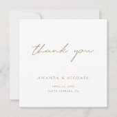 Eenvoudige Elegante Moderne Script Gouden Huwelijk Bedankkaart (Voorkant)