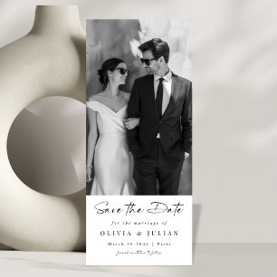 Eenvoudige Elegante Moderne Script Huwelijksfoto Save The Date