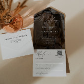 Eenvoudige elegante moderne script QR code bruilof All In One Uitnodiging