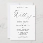 Eenvoudige elegante moderne script QR code bruilof Kaart (Voorkant)