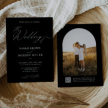 Eenvoudige elegante moderne script QR-code bruilof